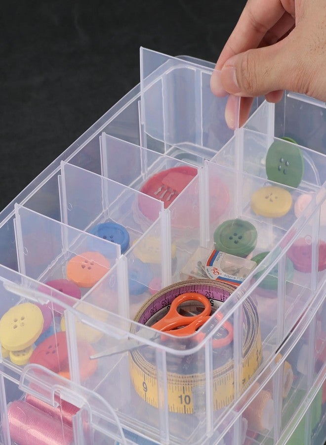 Yesdate 3-Tier Stackable Storage Container Box with Dividers-30 Compartments, Bead Organizers with Latch Lid for Art Craft Storage, Washi Tape, Ornaments, Jewelry, Beauty & Sewing Supplies - Image 5